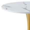 thumbnail image 4 of CorLiving Ivo Round Melamine Top Indoor Bistro Table with Metal Pedestal Base, Gold/White Marbled, 4 of 6