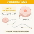 thumbnail image 2 of Uxcell Soft Tape Measure, 2 Pcs 60 Inch / 150 cm Double Side Metric Measuring Tape for Body Measurements, Pink Blue, Sun, 2 of 5