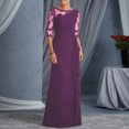 thumbnail image 4 of CAROOTU Robe de Soirée pour Femmes Dentelle Manches Mi-Longues Col Rond Ajustée Robe Formelle Féminine, 4 of 7