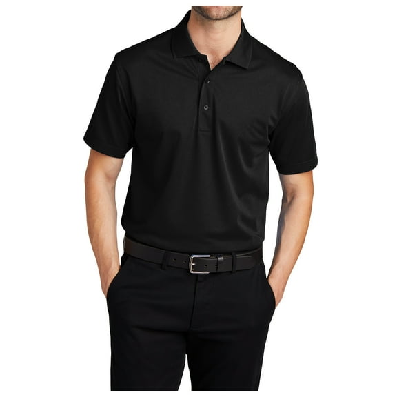 Yellow Rooster Mens Short Sleeve Moisture Wicking Tech Pique Polo Black XS