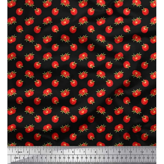 Soimoi Black Cotton Duck Fabric Tomato Vegetable Fabric Prints By Yard 42 Inch Wide