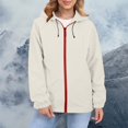 thumbnail image 4 of Comdrip Veste Légère pour Femmes! Veste Chaude Coupe-Vent Imperméable à Blocs de Couleur pour Femmes, Coupe-Vent d'Extérieur, Veste de Randonnée, Veste de Randonnée pour Femmes Légère Beige TG, 4 of 5