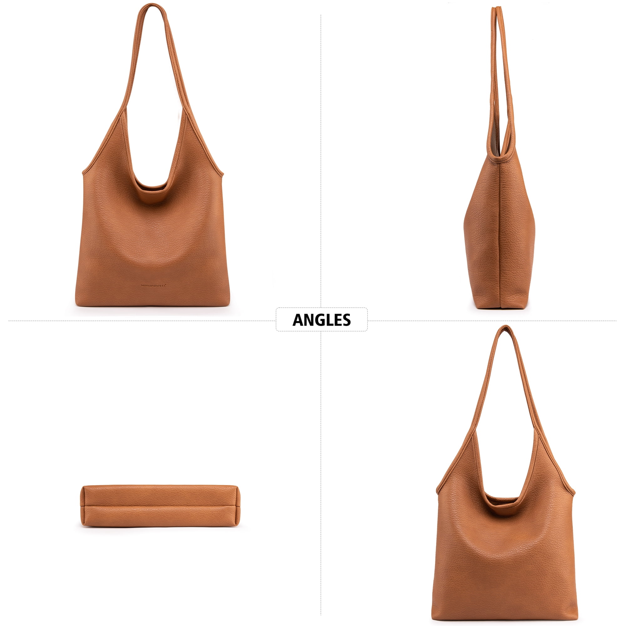 Montana West Slouchy Hobo Bags for Women Soft Designer Shoulder Purses Ladies Top Handle Handbag, CAMEL