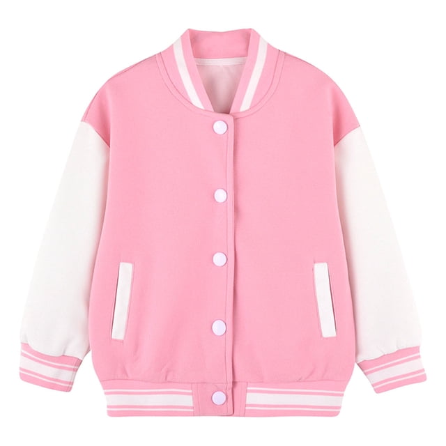 WRKEKC Veste de Baseball pour Enfants Bouton Pression devant Style Athlétique Manches Longues Décontractée Sportive Sans Capuche Collection Automne pour Garçons Filles 2 à 8 Ans