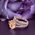 thumbnail image 2 of Gorgeous Art nouvea 2.50 Carat Oval Cut Morganite And Diamond Moissanite Twirled Style Engagement Ring, Wedding Ring in 10k Solid Rose Gold, Gift For Her Silver, Rose Gold, Trio Set, Anniversary Ring, 2 of 3