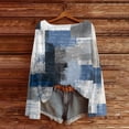 thumbnail image 3 of Women's Lightweight Sweater Casual Long Sleeve Knitted Vintage Floral Print Pullover for Fall and Winter, Cozy and Stylish, Ideal for Casual Wear,Blue,Size L, 3 of 5