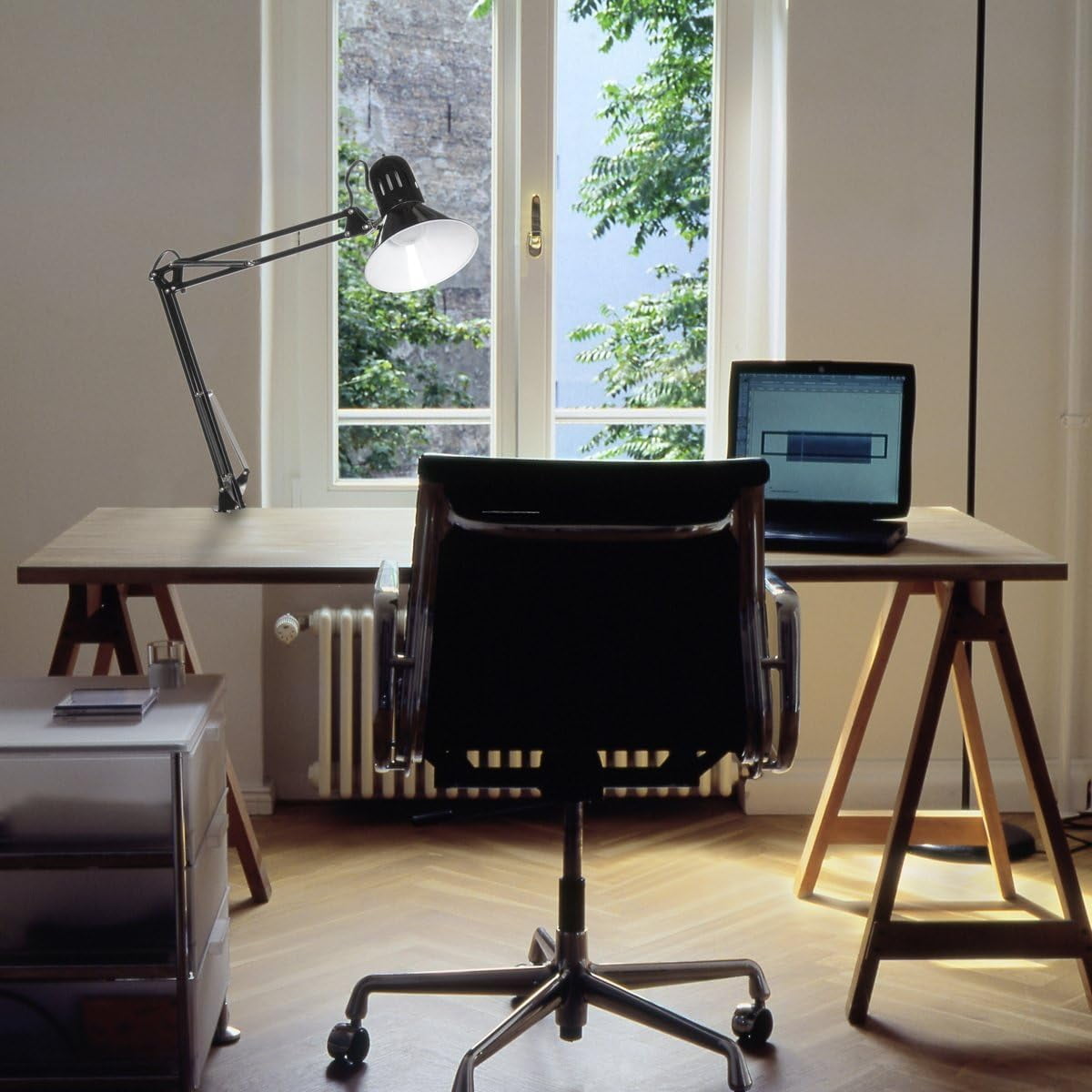 32" Multi-Joint Desk Lamp with Metal Clamp, Black, On/Off Rotary Switch on Shade, Partially Adjustable Swing Arm, Home Essentials, Reading Light, Office Décor