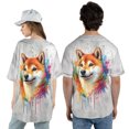 thumbnail image 5 of Watercolor Drip Shiba Inu Pop Art Colorful Portrait Artwork All Over Print 3D Baseball Shirt Shibas Dog Lovers Gifts Idea Softball Sport - 01009, 5 of 6