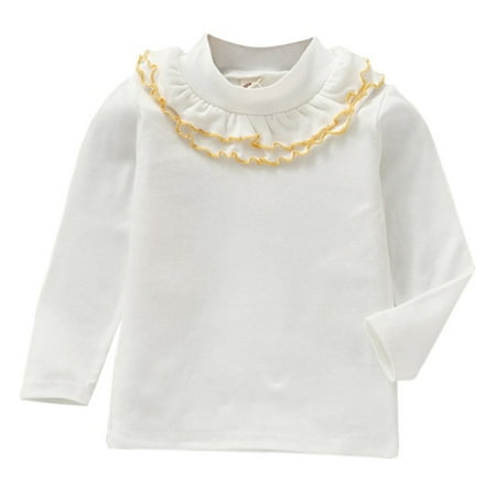 

Toddler Baby Girls O Neck Long Sleeve T-Shirt Cute Ruffle Warm Tee Tops