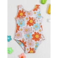 thumbnail image 3 of FEORJGP Toddler Girl Summer Swimsuit 6M 1T 2T 3T 4T Kids Sleeveless Jumpsuit Crew Neck Cute Floral/Turtle Print Bathing Suit Infant Casual Swimwear Beachwear, 3 of 9