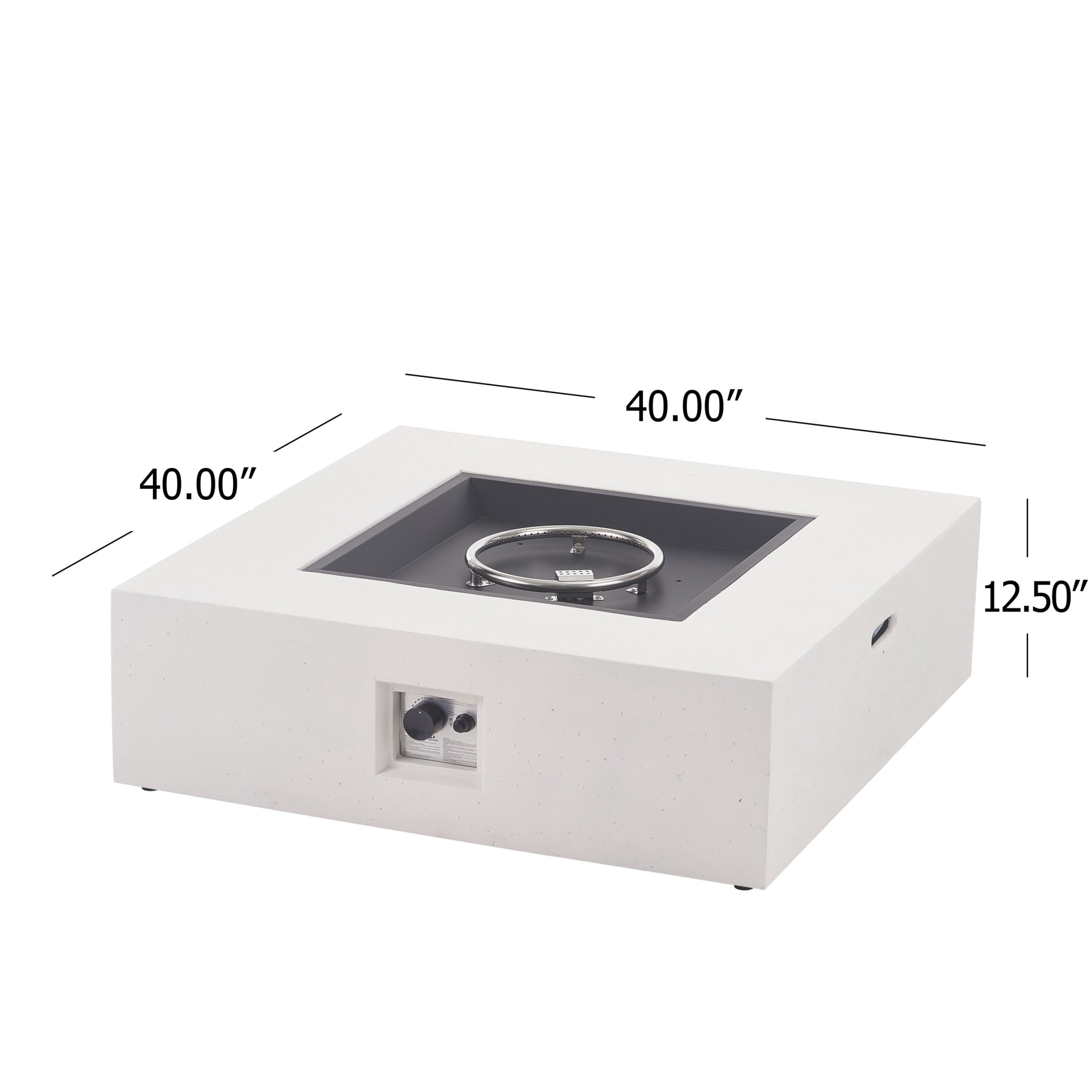 Christopher Knight Home Lightweight Concrete 50,000 BTU Square Outdoor Propane Fire Pit, White