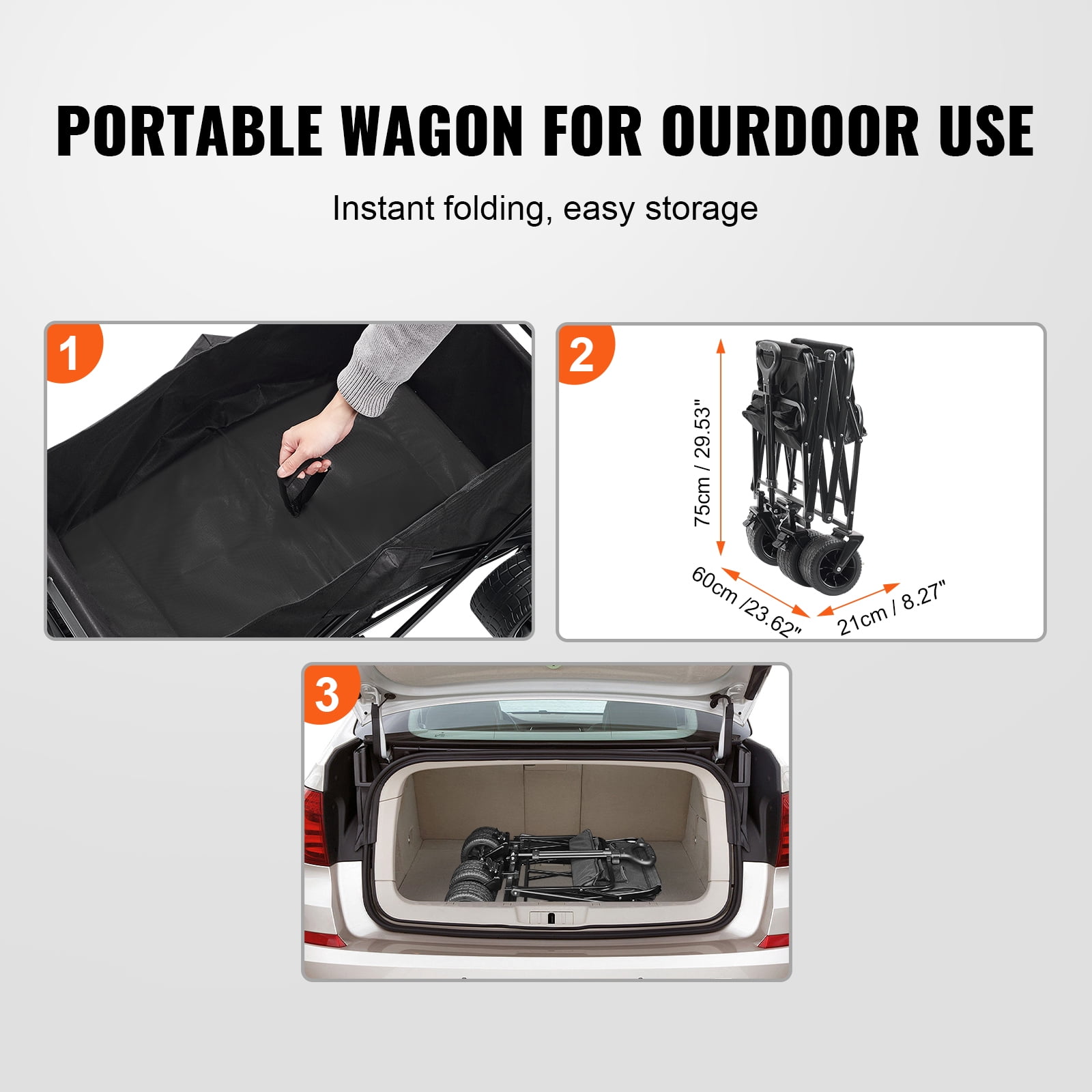 SKYSHALO 350 lbs Capacity Folding Wagon with Foldable