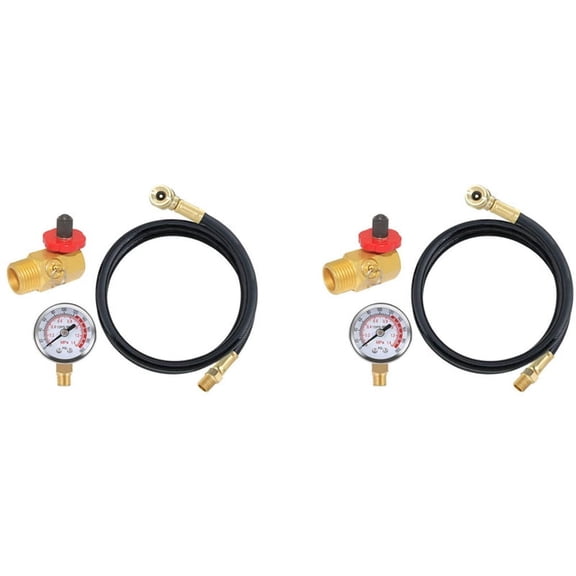 2X Air Tank Repair Kit W/ Valve, Pressure Gauge and 4 Feet Air Tank Hose Assembly Kit for Portable Carry Tank