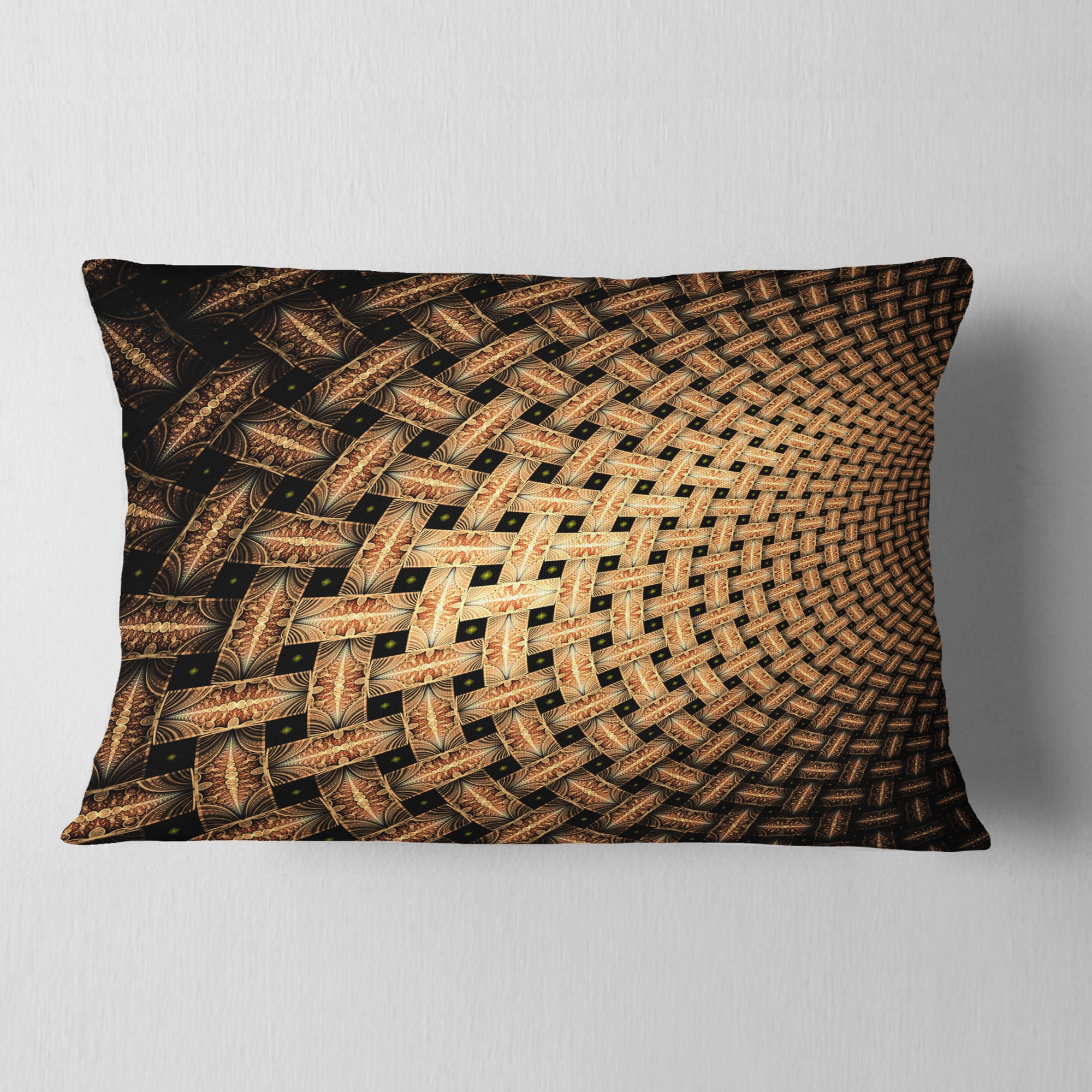 Designart Large Symmetrical Brown Flower - Floral Throw Pillow - 12x20