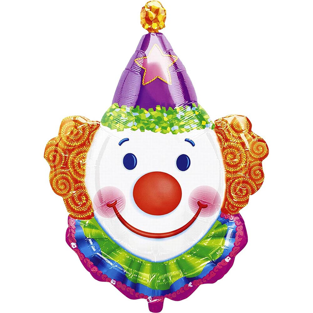 Happy Funny Clown Foil Balloon Helium Air Fill Birthday Celebration 28" by 18"
