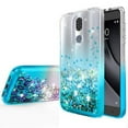 thumbnail image 2 of Coolpad Legacy Case (Not Go Version) Case w/Tempered Glass Screen Protector Liquid Quicksand Glitter Cute Phone Case Bling Stand Girls Women Cases for Coolpad Legacy - Clear/Aqua, 2 of 6