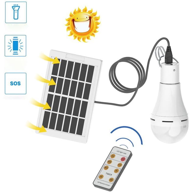 Bombilla de lámpara solar para exteriores, interior, con energía solar, bombilla LED, iluminación de cobertizo para gallineros, senderismo, pesca, tienda CUTICAT bombillas de interior al aire libre