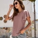 thumbnail image 5 of Camiseta de mujer Top informal con manga con volantes y cintura hueca （Rojo oscuro）, 5 of 6