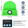 thumbnail image 2 of Louist Unisex Bluetooth Beanie Hat with Light,4 LED USB Rechargeable Wireless Headphones Tech Caps,Gifts for Men Women Teen Boys (Green), 2 of 7
