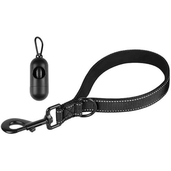 Eryueer Dog Leash, Short Dog Leash, Leashes for Large Breed Dogs,Traffic Padded Handle- Reflective Training Lead, Perfect for Medium to Large Dogs(12 Inch, Black)