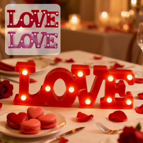 Yhmxh Valentines Day Light Up Letters, Love Sign LED Lights Decor, Marquee Letters for Valentines Day Decorations,Anniversary, Battery Powered Romantic Lighted Letters for Wedding & Home