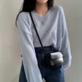 thumbnail image 4 of ZHUANQING Spring Women Long Sleeve Solid Casual Pullovers V-Neck Loose Knitted Sweaters For Women Streetwear Sweater 2024, 4 of 5