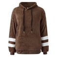 thumbnail image 5 of Scyoekwg Womens Sweatshirt Plush Hooded Drawstring with Pocket Pullover Sweatshirt Trendy Pullover Tops Classic Solid Colors Casual Hoodie Tops Ladies Sweatshirts Long Sleeve Coffee XL, 5 of 6