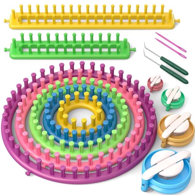 Kit de telar para tejer READAER de 5 a 28 cm, set redondo y rectangular