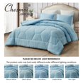 thumbnail image 5 of saney Chambray Blue Comforter Set Oversized King Size 3-Piece Fluffy Soft Lightweight Bedding Honeycomb Geometric Stone-Washed Microfiber Comforter Set for All Season, 5 of 8