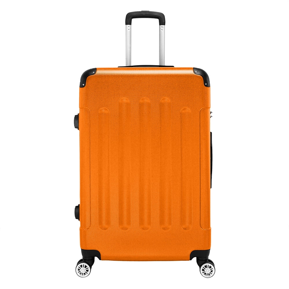 Kepooman 3 Piece Travel Luggage Sets, Lightweight ABS Luggage Suitcase, 360° Spinner Wheels Travel Set Bag3-in-1 Portable ABS Trolley Case 20"/24"/28" , Orange