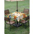 thumbnail image 3 of Outdoor Tablecloth with Umbrella Hole and Zipper, Thanksgiving Maple Square Table Cloth 60x60 Inch Waterproof Tablecloth, Orange Blue Pumpkins Fall Leaves Picnic Table Cover for Patio Camping, 3 of 7