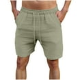 thumbnail image 3 of Ofertas del día DDAPJ pyju Mens Cotton Linen Shorts Drawstring Elastic Waist Summer Beach Shorts Baggy Comfy Lounge Shorts with Pockets Army Green M, 3 of 9