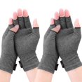 thumbnail image 1 of ORUYROP Compression Arthritis Gloves, 2 Pairs Open Finger Hand Gloves for Women Men, Fingerless Design to Relieve Pain from Rheumatoid and Osteoarthritis (Grey, Large), 1 of 7