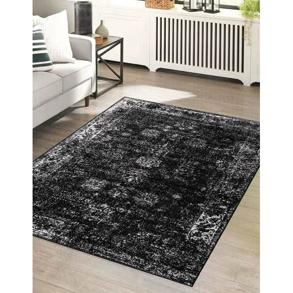 Rugs.com Monte Carlo Collection Rug – 10' x 14' Black Medium Rug Perfect For Living Rooms, Large Dining Rooms, Open Floorplans