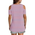 thumbnail image 6 of zfwon Women'S Casual Cold Shoulder T Shirt V Neck Short Sleeve Blouse Tunic Tops Sexy Casual Comfy T Shirt Colorblocked Gradient Print T-Shirt Pullover Tees Shirts, 6 of 6