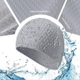 thumbnail image 5 of Gorro de baño de silicona, cómodo gorro de ducha para cabello rizado, corto y mediano, para hombre y mujer, color gris., 5 of 5