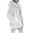 thumbnail image 2 of TQWQT Sweaters for Women, Zip Up Sherpa Jacket Color Block Hooded Sweatshirt Long Sleeve Outerwear Coat White XXXXL, 2 of 6