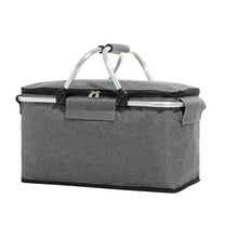 Picnic Basket Bag, Aluminum Alloy Frame Stable Large Capacity Foldable Insulated Cooler Basket  For Travel