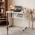 thumbnail image 4 of Ktaxon Wood Folding Computer Desk Office Laptop PC Work Table Home Drawer & Keyboard Tray, White, 4 of 6