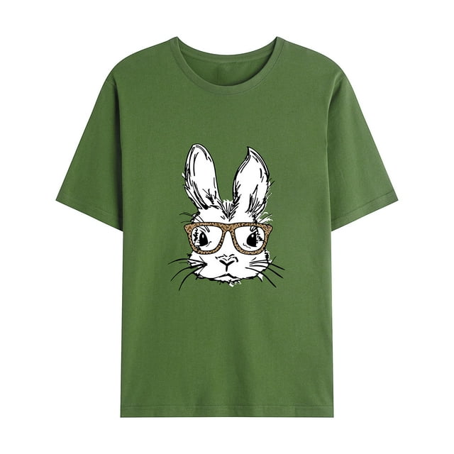 T-Shirt Décontracté pour Hommes à Col Rond Imprimé de Pâques Manches Courtes