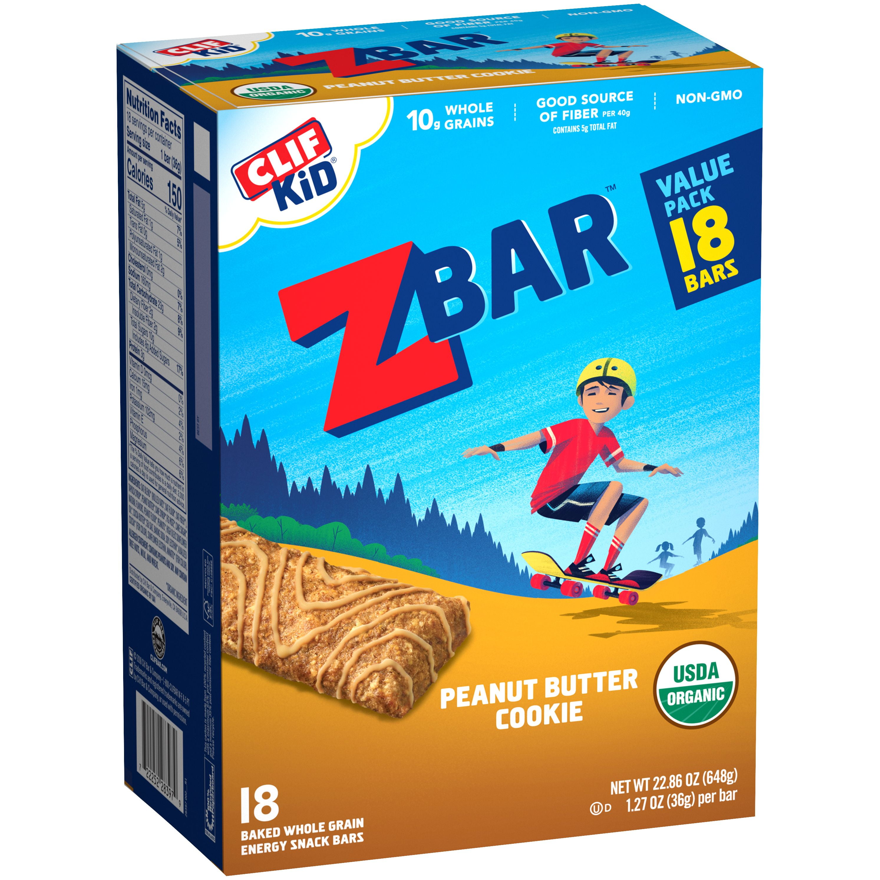 Clif Kid ZBAR Organic Granola Bars Peanut Butter Cookie 1.27