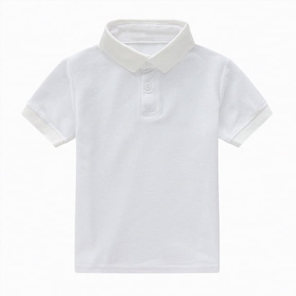 NIEWTR Toddler Boys Minimalist Polo Shirts Soft Pique Fabric Short Sleeve Collared Tops Daily Outfits(White,4-5 Years)