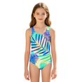 thumbnail image 2 of YunPes Print Swimsuits for Girls Sleeveless Bodysuit Quick Dry Lightweight Swimwear Summer Beach Pool Bathing Suits for Kids 5-16 Years, 2 of 7