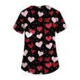thumbnail image 3 of Valentine Day Scrub Tops for Woman Love Heart Print Cute Short Sleeve Plus Size Uniforms V Neck Quick Dry Medical Scrubs with Pockets Black XL, 3 of 5