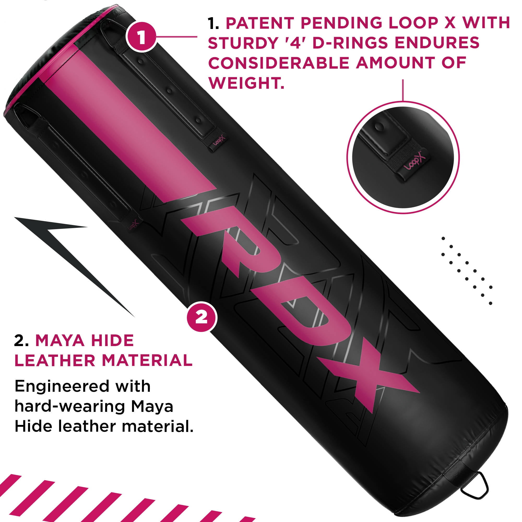 RDX Punch Bag 60LB,80LB, Leather Adult Punch Bag and Boxing Gloves, 4ft, Pink