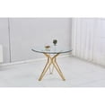 thumbnail image 3 of Bowery Hill  39" Round Glass Dining Table With Gold Chrome Base, 3 of 8