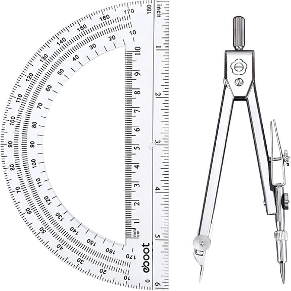 CCOCC 2026 New Student Protractor,180 Degree,Clear Classic Compass Set,1 Pcs for Geometry,Drawing,School,Math Class,Homework,Precision Measurement