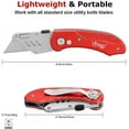 thumbnail image 3 of TEMOGU-Box Cutter Utility Knife Heavy Duty with 5 SK5 Quick Change Blades, Safety Axis Lock Design Razor Knife, Lightweight Aluminum Body Belt Clip for Office (Red), 3 of 4