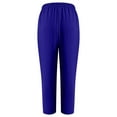 thumbnail image 4 of Edvintorg Women's Pants with Drawstrings Summer Solid Color Plus Size Cotton and Linen Pants Casual Loose Trousers Women Blue L, 4 of 5