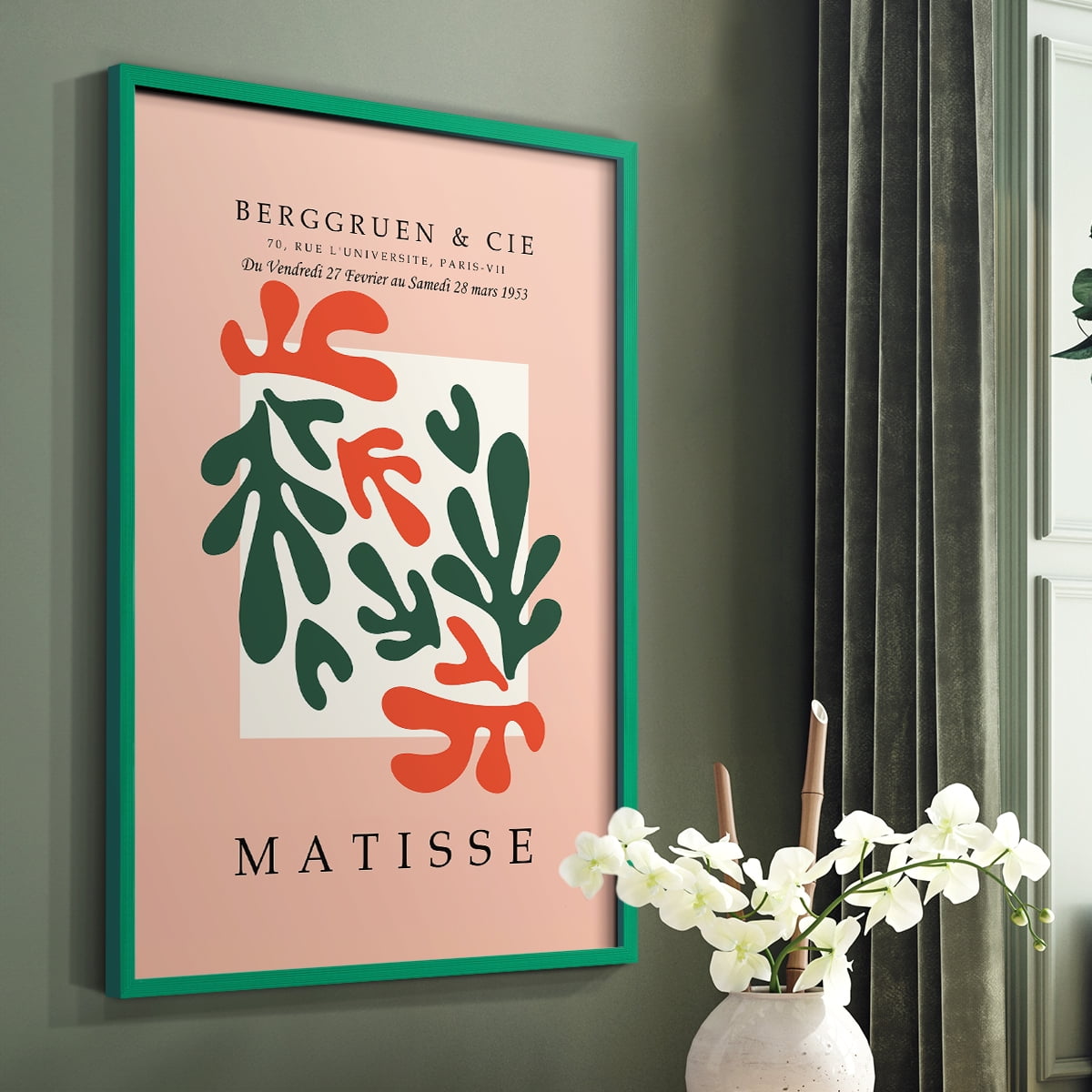 Matisse CCCXXX in Green Solid Wood 22 x 28 Framed Print